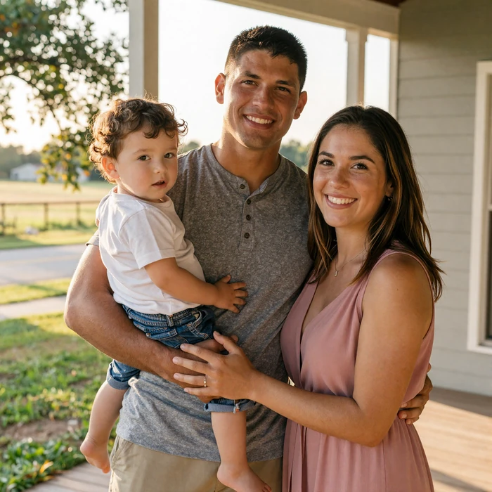 Adrian and Frances with their son - Army veteran dating success story on Military Hearts